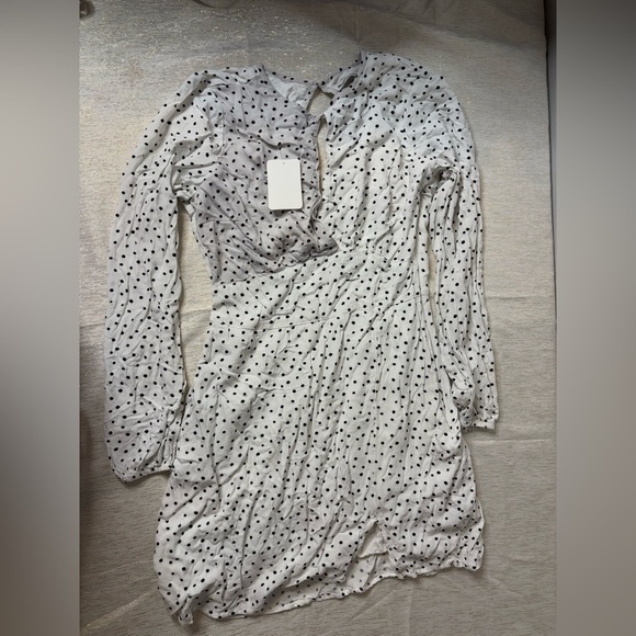 Abercrombie & Fitch Dress Size S Women’s Long Sleeve High Neck Polka Dot Mini - Picture 2 of 8